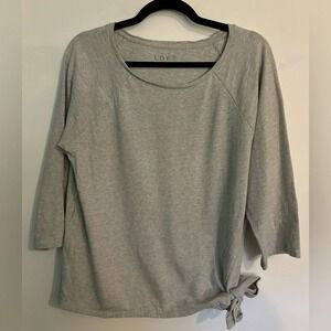 Ann Taylor Loft Womens 3/4 Sleeve Boxy Fit Sweatshirt‎ Tie at Waist Scoop Mediun